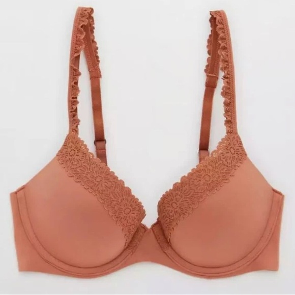 Aerie Real Sunnie Lace Bra - Orange/Rust - Picture 2 of 10